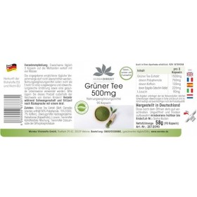 Extrait de thé vert - 90 gélules - 1500mg par dose journalière - EGCG - Camellia sinensis - 50% de polyphénols - végétalien |