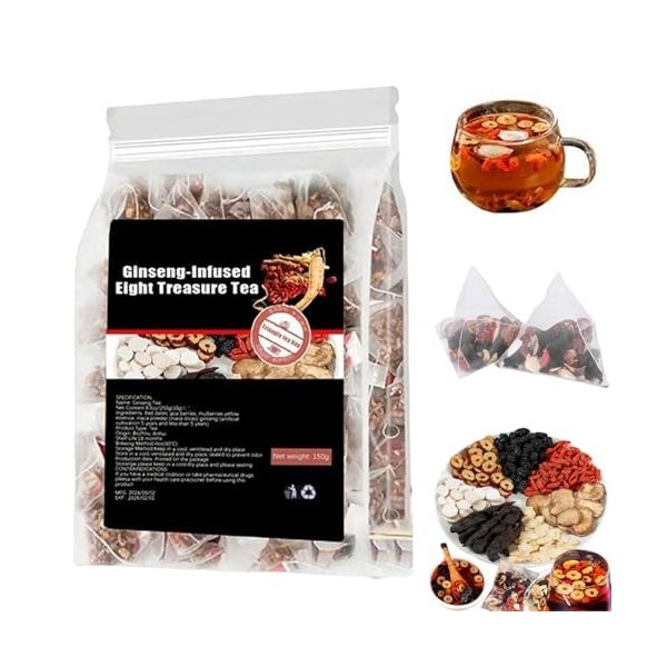 Thé aux huit trésors de ginseng, 5 g x 30 sachets, formule pour les reins, thé aux huit trésors de ginseng, thé aux six tréso...
