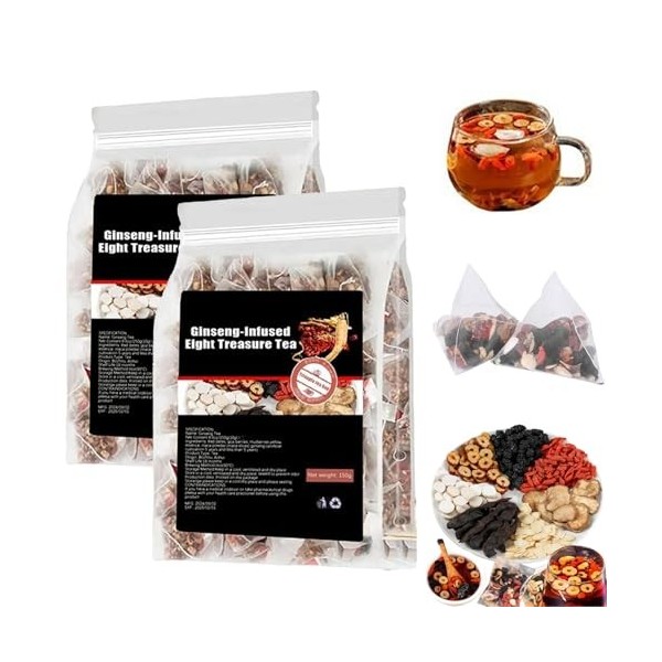 Thé aux huit trésors de ginseng, 5 g x 30 sachets, formule pour les reins, thé aux huit trésors de ginseng, thé aux six tréso...