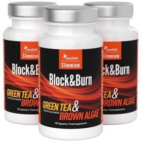 Block&Burn – Extrait de Thé Vert et Algues Brunes – Riche en Iode, Zinc et Pipérine – 90 Gélules pour 90 Jours, Sensilab Slim...