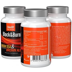Block&Burn – Extrait de Thé Vert et Algues Brunes – Riche en Iode, Zinc et Pipérine – 90 Gélules pour 90 Jours, Sensilab Slim...