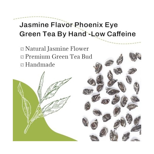 LWXLJMJZC – THÉ VERT PRÉMIUM ŒIL DE PHÉNIX ARTISANAL Aux arômes naturels de jasmin | Saveur Jasmin Idéal en version chaude 