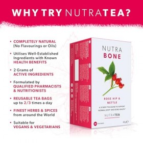 NutraBone - Thé pour la santé des os - 40 Sachets de thé enveloppés - par NutraTea - Tisane – 2 paquets 