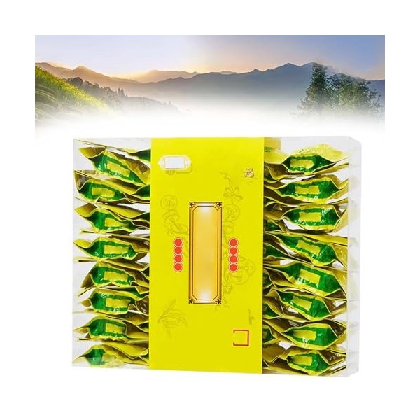 Thé Vert au Jasmin 32 Pièces, Feuilles de thé Vert Jaune Vif, Parfum de Jasmin Frais, Goût, Petit Emballage, Aspect élégant, 