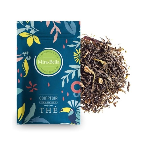 100g de Thé Vert aux saveurs de pêche et d’abricot - Délicieux Chaud ou Glacé | Kimono COMPTOIR FRANÇAIS DU THÉ Thé vert