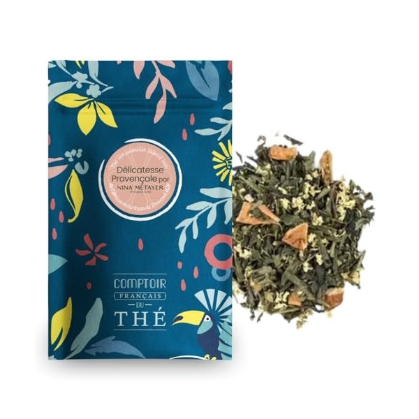 100g de Thé Vert aux saveurs de pêche et d’abricot - Délicieux Chaud ou Glacé | Kimono COMPTOIR FRANÇAIS DU THÉ Thé vert