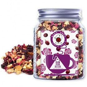 Plant Gift Rose Town Tea, Roselle, raisin, myrtille, pomme, mangue, noix de coco, pétales de rose rouge double 100% thé de sa