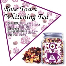 Plant Gift Rose Town Tea, Roselle, raisin, myrtille, pomme, mangue, noix de coco, pétales de rose rouge double 100% thé de sa