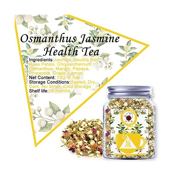 Plant Gift Osmanthus Jasmine Health Tea, et doubles pétales de rose rouge, chrysanthemum, mangue, papaye, ananas, raisin, cit