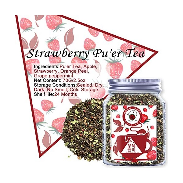 Plant Gift Strawberry Puer Tea, Et la pomme, la fraise, la peau dorange, le raisin, la menthe poivrée, le thé chaud et glac