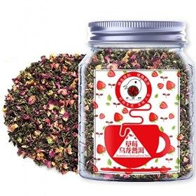 Plant Gift Strawberry Oolong Puer Tea, Thé oolong, pomme, fraise, roselle, pétales de rose rouge double, menthe poivrée, thé
