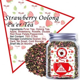 Plant Gift Strawberry Oolong Puer Tea, Thé oolong, pomme, fraise, roselle, pétales de rose rouge double, menthe poivrée, thé