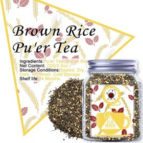 Plant Gift Brown Rice Puer Tea, Thé à feuilles Pu-Erh âgé - 100% naturel - Cafeine élevée - perte de poids, thé chaud et gla