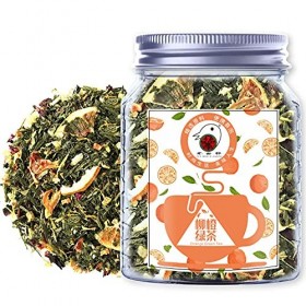 Plant Gift Orange Green Tea, Thé vert à feuilles lâches, ananas, pomme, raisin, citron, orange, chrysanthème, thé vert fruit,
