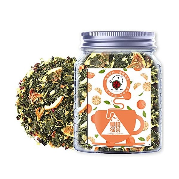 Plant Gift Orange Green Tea, Thé vert à feuilles lâches, ananas, pomme, raisin, citron, orange, chrysanthème, thé vert fruit,