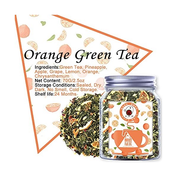 Plant Gift Orange Green Tea, Thé vert à feuilles lâches, ananas, pomme, raisin, citron, orange, chrysanthème, thé vert fruit,