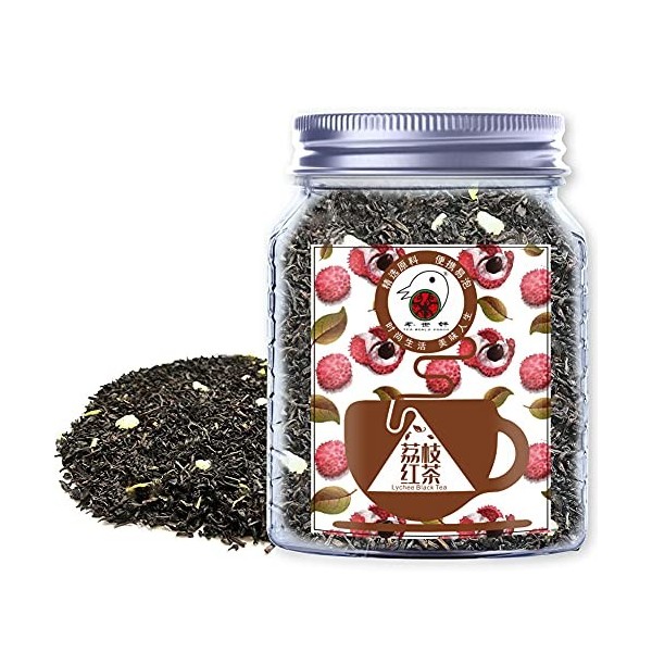Plant Gift Lychee Black Tea, Naturel, Feuille lâche, en Vrac, Non OGM, arôme de Fruits mélangés, thé à Base de Plantes de Fru