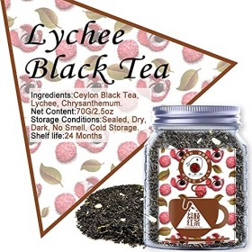 Plant Gift Lychee Black Tea, Naturel, Feuille lâche, en Vrac, Non OGM, arôme de Fruits mélangés, thé à Base de Plantes de Fru