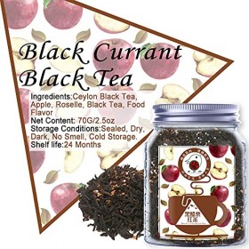 Plant Gift Black Currant Black Tea,Thé Noir à la Feuille de Feuilles, Pomme, Fruits de Roselle, thé Chaud et glacé, Naturel, 