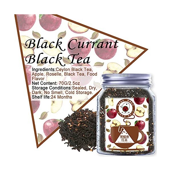 Plant Gift Black Currant Black Tea,Thé Noir à la Feuille de Feuilles, Pomme, Fruits de Roselle, thé Chaud et glacé, Naturel, 