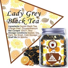 Plant Gift Lady Grey Black Tea, Ceylon Noir Thé, Peel Orange, Chrysanthème Fruit, Thé Chaud et glacé, Naturel, aromatisé, Feu