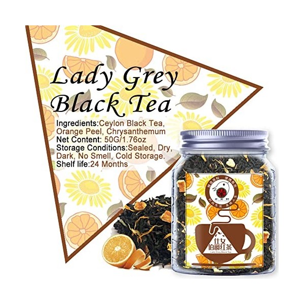 Plant Gift Lady Grey Black Tea, Ceylon Noir Thé, Peel Orange, Chrysanthème Fruit, Thé Chaud et glacé, Naturel, aromatisé, Feu