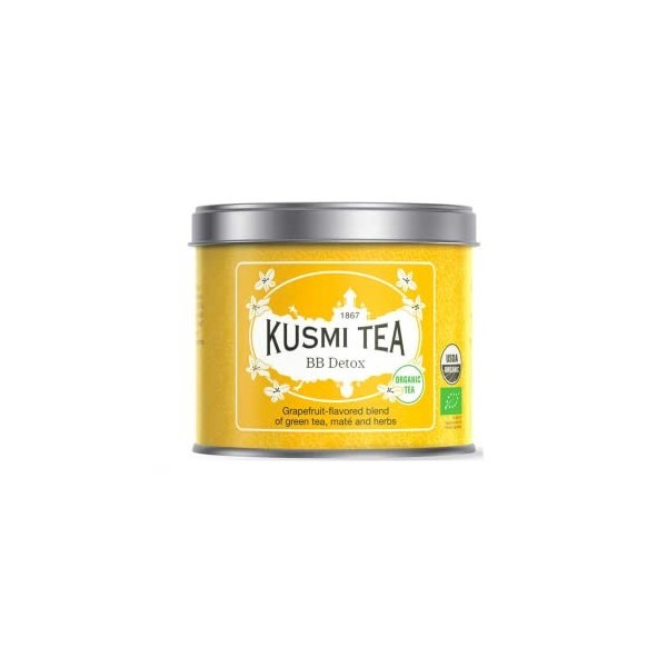 Kusmi | BB Détox | Thé Vert Aromatisé au Pamplemousse, Yerba Mate, Fenouil et Pissenlit - Feuilles mobiles 100 Gr