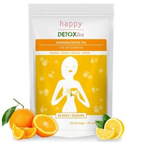Thé Détox Orange et Citron - Happy Detox Tea - Cure de 4 semaines - 28 sachets - Infusion Ventre Plat - Bien-être - Tonus - B