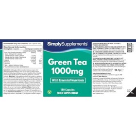 Extrait de Thé Vert 3000mg | Avec Thiamine, Riboflavine & Chrome | Soutient l’Énergie, le Métabolisme & la Défense Antioxydan