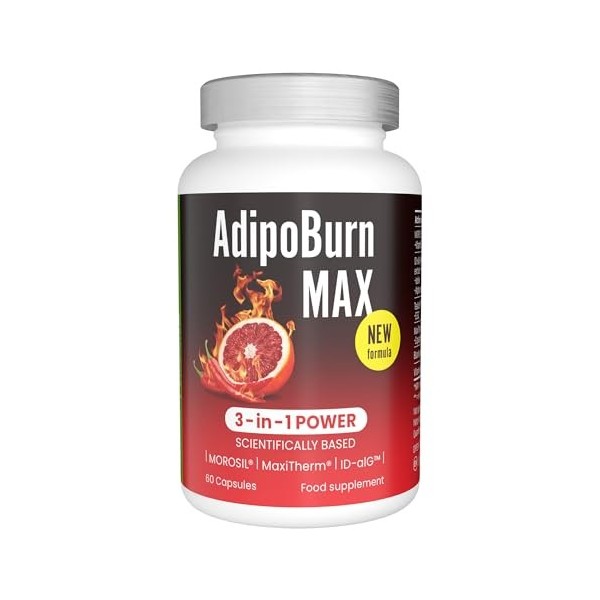 Morosil 400 mg, Algue brune, Vitamine C, Iode, Thé vert, Poivre de Cayenne, Vitamine B6 - Slimmium AdipoBurn MAX, 60 gélules ...