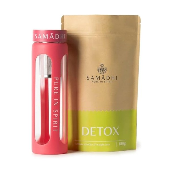 Samadhi - Bouteille avec infuseur et thé gourmet détox du Portugal - 550ml - Thé vert et expérience énergisante à base de pla