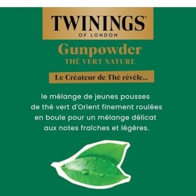 Twinings - Thé Vert Gunpowder Nature - 200 g en Vrac - Léger et Végétal - à Déguster Chaud ou Froid Thé vert