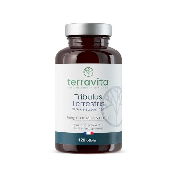 TRIBULUS Terrestris | Hautement Concentré : Extrait 12:1 | Titré à 90% en Saponine | 120 Gélules | 1500 mg par Dose | Perform