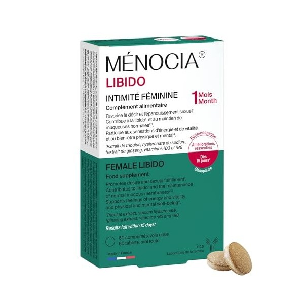 MÉNOCIA® Libido | Complément Alimentaire Intimité Féminine | Tribulus, Ginseng, Vitamines B3 & B8, Hyaluronate | | Libido, Én...