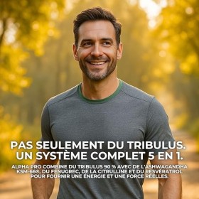 Tribulus Terrestris 90 Saponines Alpha Pro Formule 5 en 1 avec Ashwagandha KSM 66 Fenugrec L-Citrulline et Resvératrol Complé