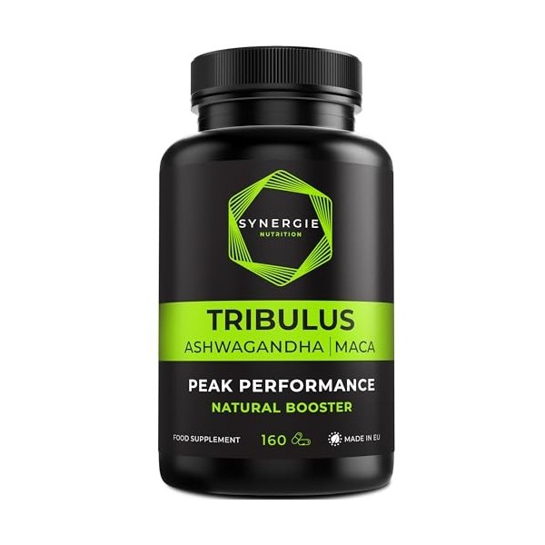 Tribulus Terrestris - Extrait de fruit avec 90% de saponines, Ashwagandha 10:1, Maca noire 20:1, Zinc, Sélénium, Calcium & Vi