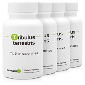 TRIBULUS TERRESTRIS * 470 mg/gélules végétales - Titré à 40% min. en saponines 90 Unité Lot de 4 Tribulus