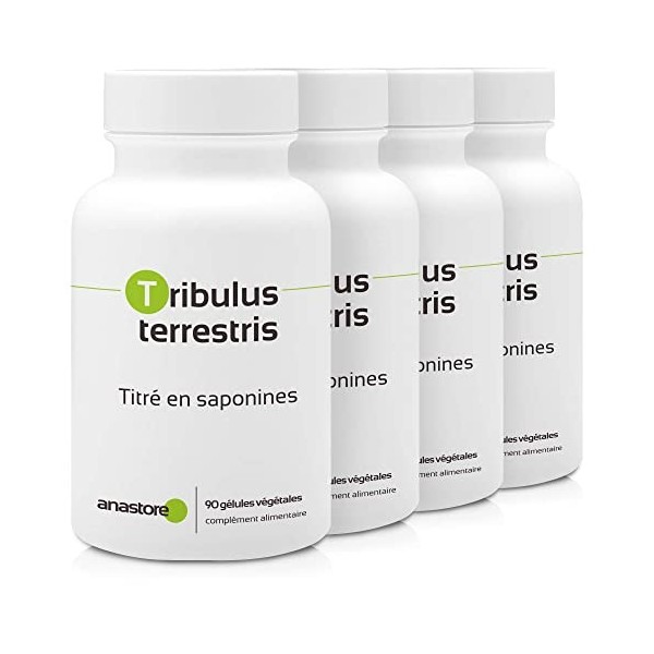 TRIBULUS TERRESTRIS * 470 mg/gélules végétales - Titré à 40% min. en saponines 90 Unité Lot de 4 Tribulus