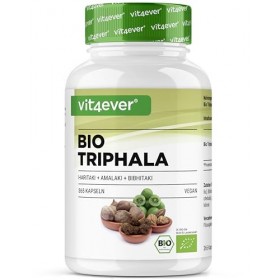 Triphala bio - Haute dose de 2000 mg 500 mg par gélule - 365 gélules - Poudre de Triphala de lInde : Haritaki, Amalaki, Bi