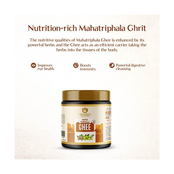 Maharishi Ayurveda Triphala Ghrit | Bon pour la santé des yeux | Améliore la santé intestinale | Ghee stimulant le cerveau | 