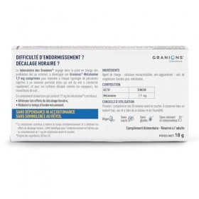 GRANIONS Melatonine 1,9 mg - 30 comprimés -1 mois - Complément alimentaire sommeil - Endormissement plus rapide - Sans accout