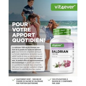 Valériane – 500 comprimés – 1000 mg par portion quotidienne Valeriana officinalis – véritable racine de valériane – plus de