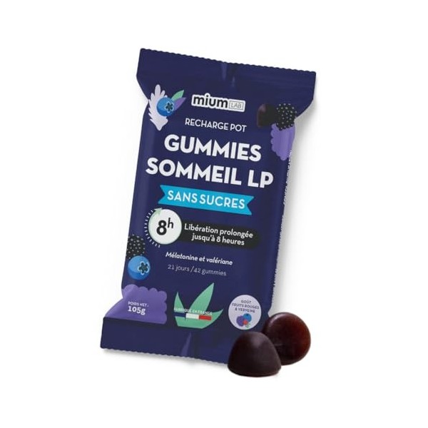 Mium Lab - Sommeil breveté 8h à libération prolongée - Anti-réveils nocturnes & Endormissement - Mélatonine brevetée - Éco-re...