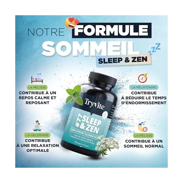Melatonine 1,9 mg | Action Rapide Pour Dormir Rapidement | Sommeil Adulte | Facilite lEndormissement avec Mélatonine + Mélis