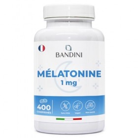 Bandini® Mélatonine 400 Comprimés, pure 1mg - Sommeil Rapide et Repos - Complément Alimentaire de Melatonine Fortement Dosé -