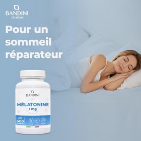 Bandini® Mélatonine 400 Comprimés, pure 1mg - Sommeil Rapide et Repos - Complément Alimentaire de Melatonine Fortement Dosé -