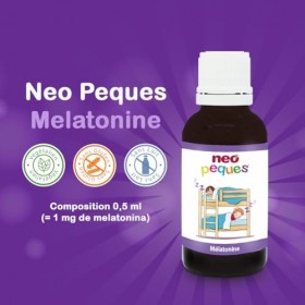 NEO PEQUES - Mélatonine - Complément Alimentaire à base de Mélatonine pour Enfants en Gouttes - Aide à Améliorer le Sommeil -
