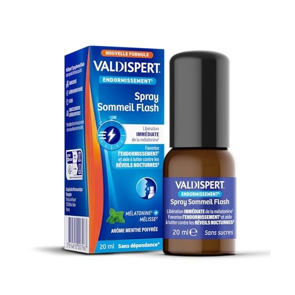 VALDISPERT - Endormissement - Spray Sommeil Flash - Mélatonine - Libération immédiate - Programme 35 jours - Vegan - Sans suc