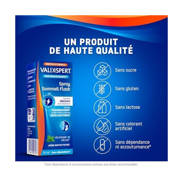 VALDISPERT - Endormissement - Spray Sommeil Flash - Mélatonine - Libération immédiate - Programme 35 jours - Vegan - Sans suc
