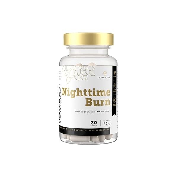 Golden Tree Nighttime Burn – Gélules de Fibres au Figuier de Barbarie, Vitamine B3, Vitamine B6, Racine de Valériane & L-Carn